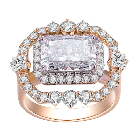 14K Solid Gold 3.12 Carat Radiant-Cut Lab Diamond