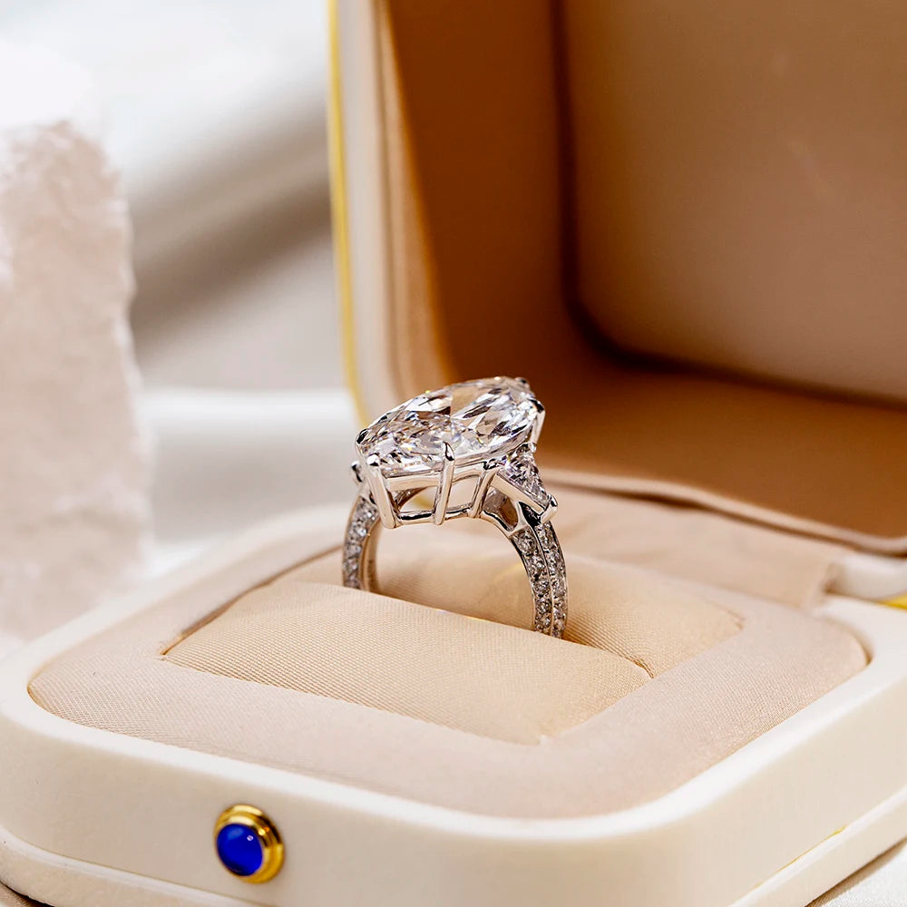 Engagement Ring Six Carat Marquise Lab Grown Diamond In 14K Gold IGI Certified