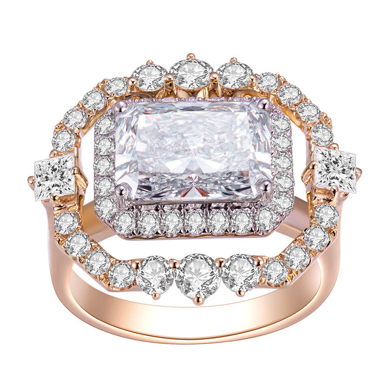 14K Solid Gold 3.12 Carat Radiant Cut Lab Created Diamond