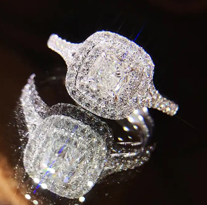 18K  White Gold 1ct Carat Natural Diamond Wedding Rings