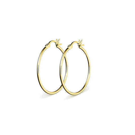 Sterling silver gold plated round tube hoop earrings  10MM
