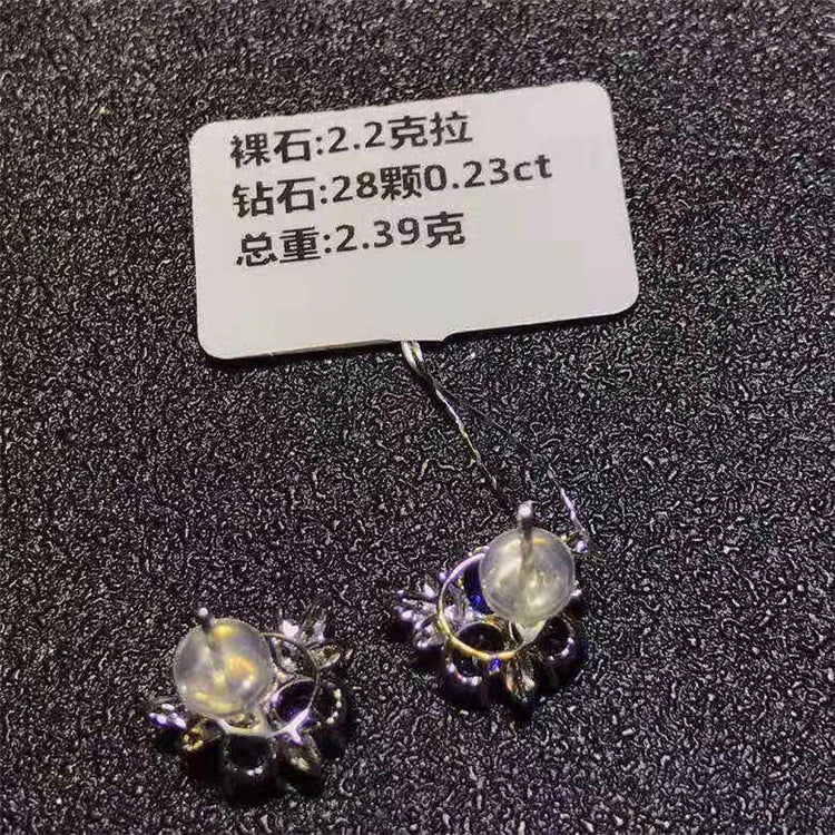 18K Gold  Natural Sapphire Earrings for Women Real Diamond Rhinestone Earrings