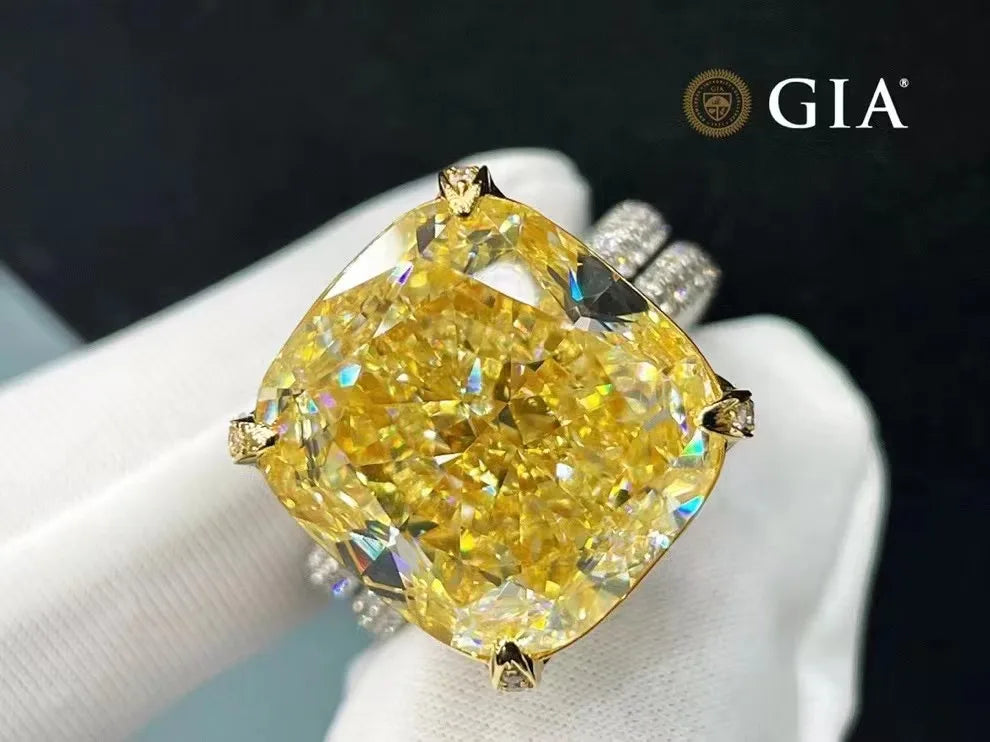 Yellow Diamond Engagement Ring 18K White Gold 20.12CT  Certificate VS2