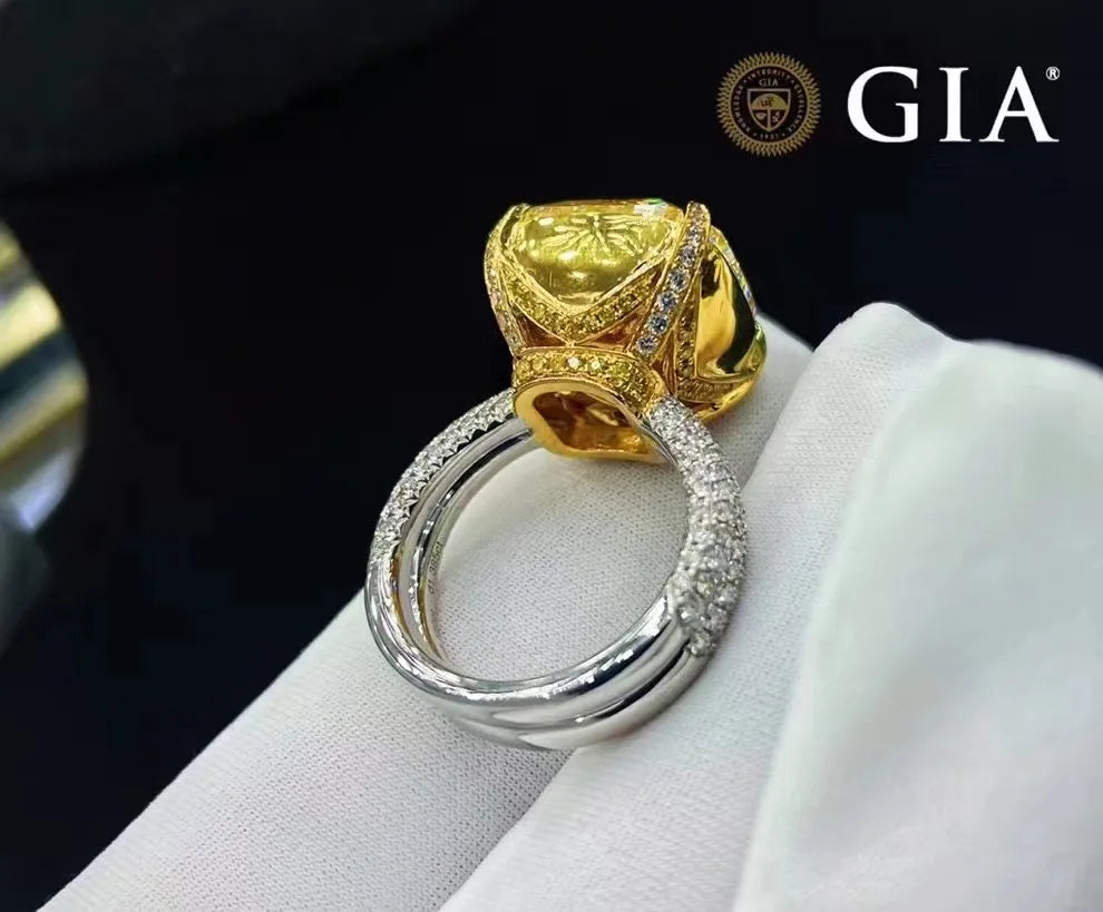 Yellow Diamond Engagement Ring 18K White Gold 20.12CT  Certificate VS2