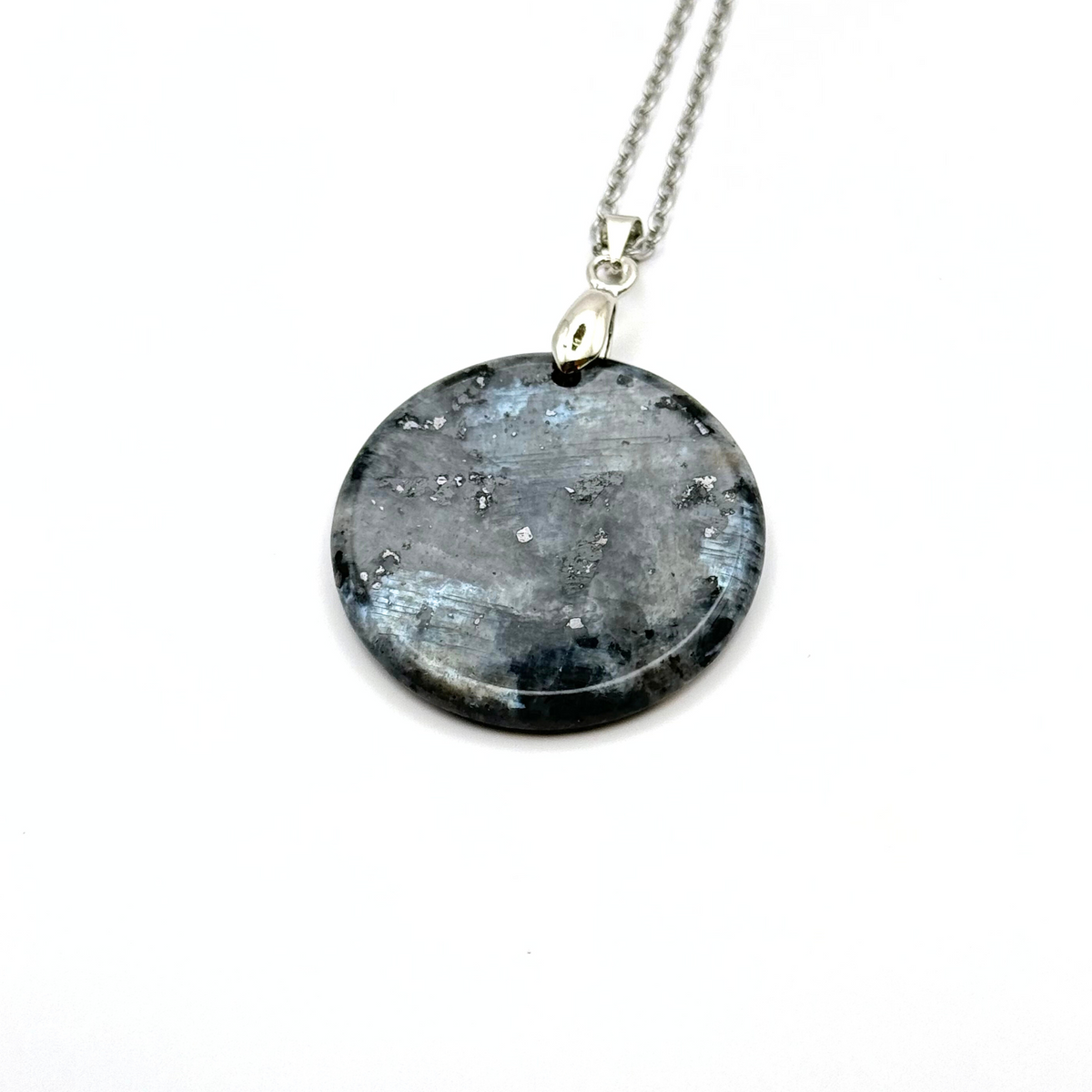 Round Natural Gemstone Plate Necklace