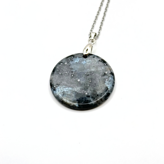 Round Natural Gemstone Plate Necklace