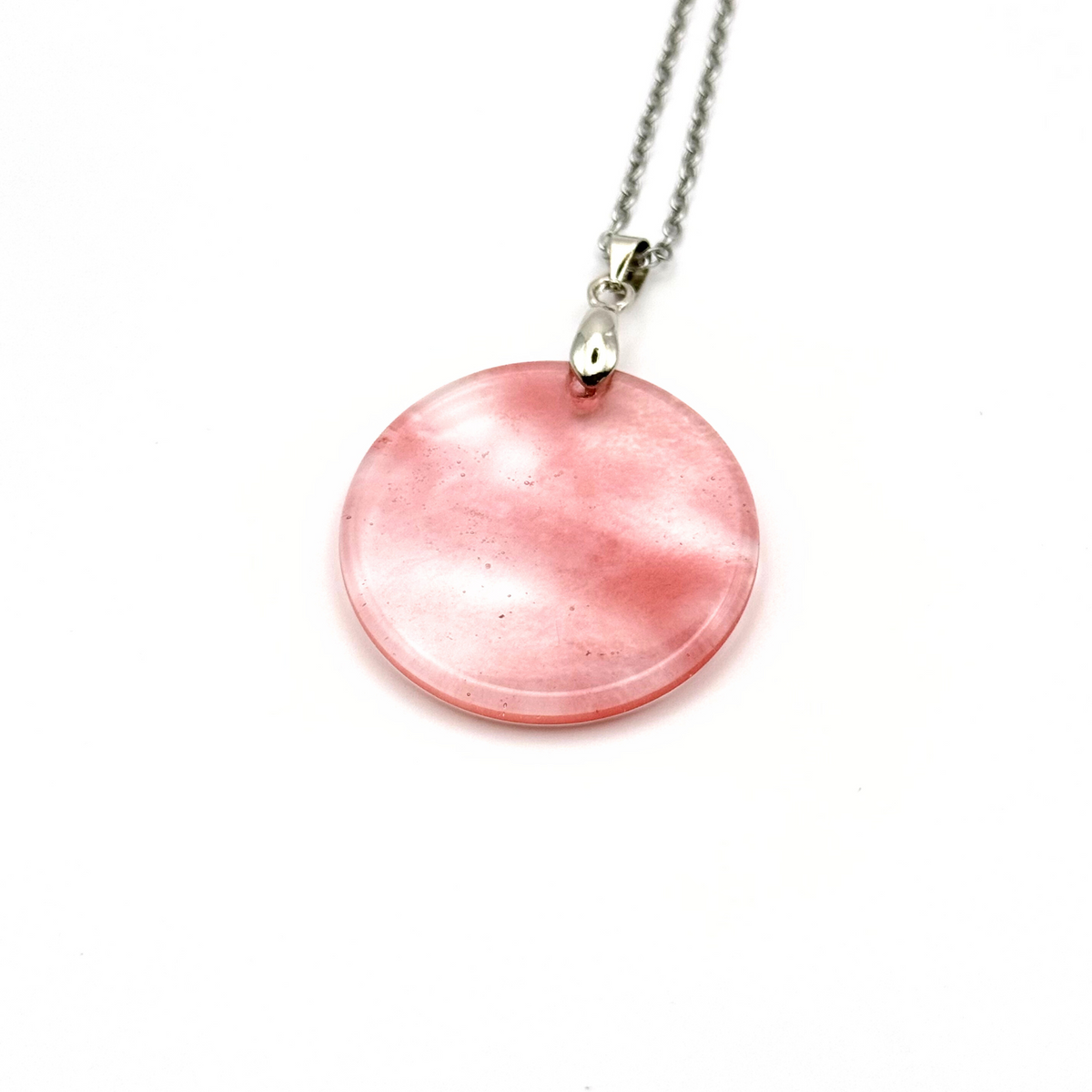 Round Natural Gemstone Plate Necklace