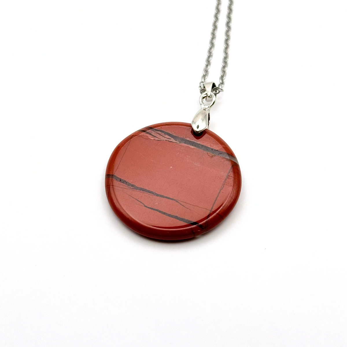 Round Natural Gemstone Plate Necklace
