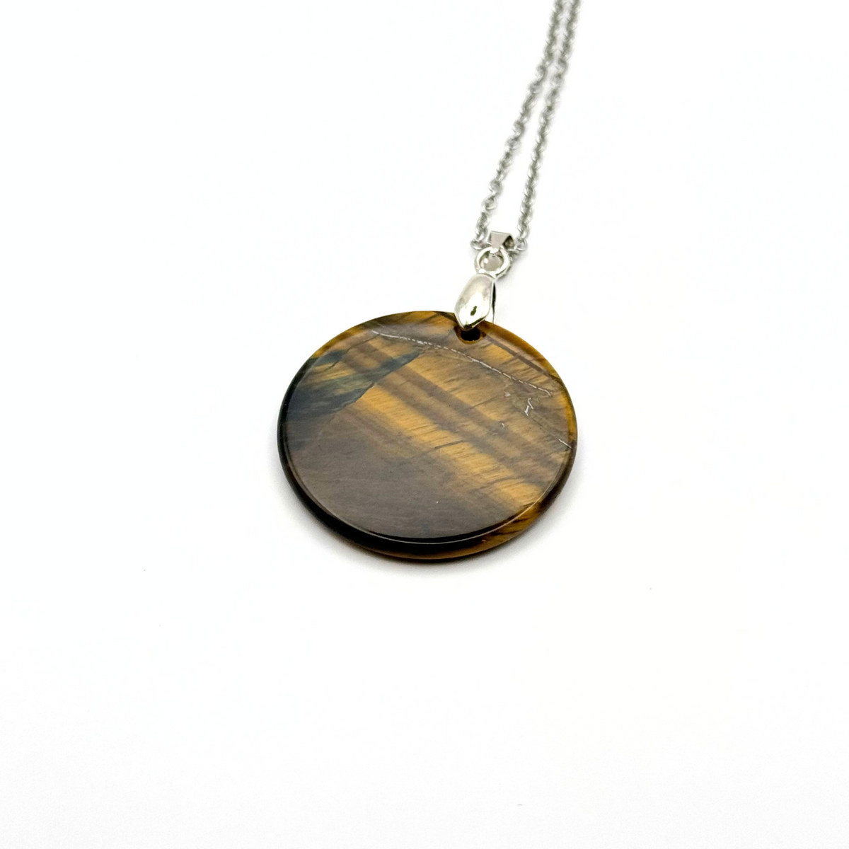 Round Natural Gemstone Plate Necklace