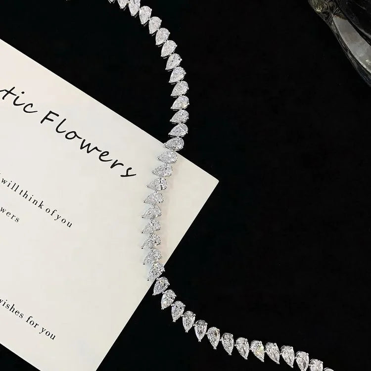 18K Yellow Gold Tennis Pear Brilliant Fancy Cut VVS CVD HPHT LGD Bracelet