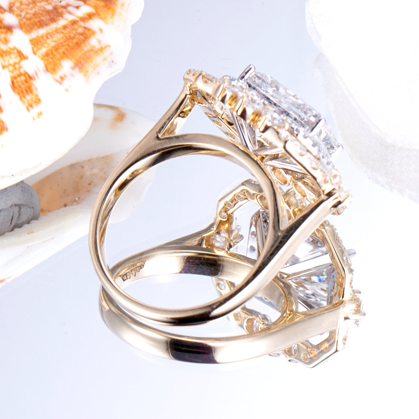 14K Solid Gold 3.12 Carat Radiant Cut Lab Created Diamond
