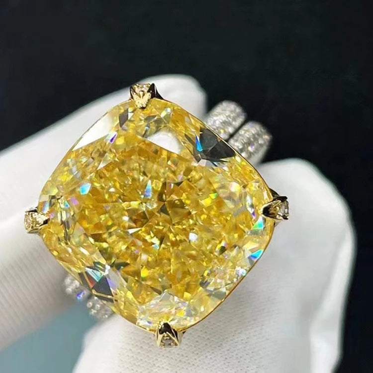 Yellow Diamond Engagement Ring 18K White Gold 20.12CT  Certificate VS2