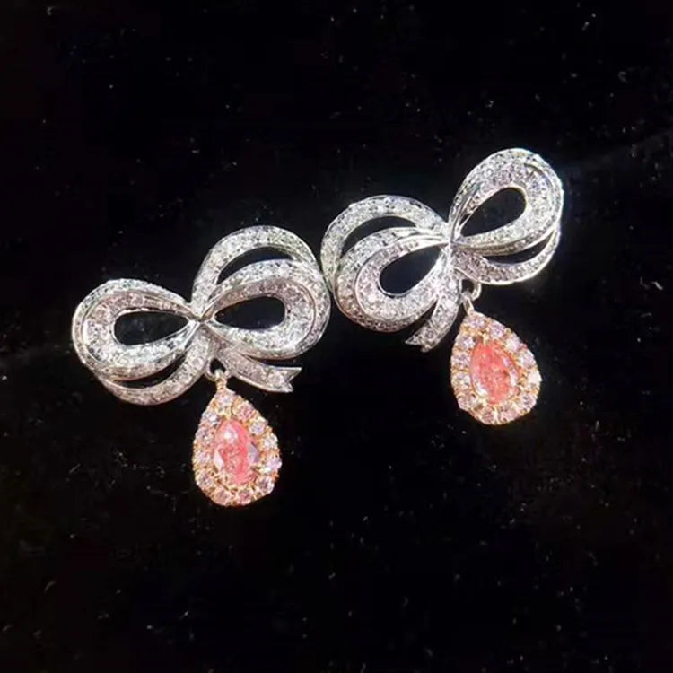 18k White Gold 0.205/0.17ct Pink Diamond Stud