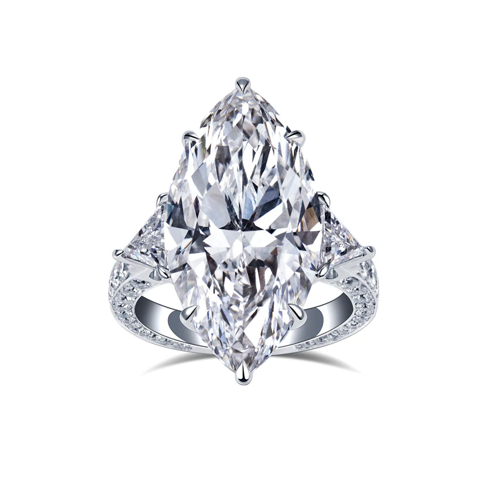 Engagement Ring Six Carat Marquise Lab Grown Diamond In 14K Gold IGI Certified