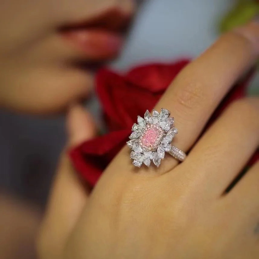 18k Pink Diamond Rings 0.83ct VS2 Natural Pink Diamond Certified