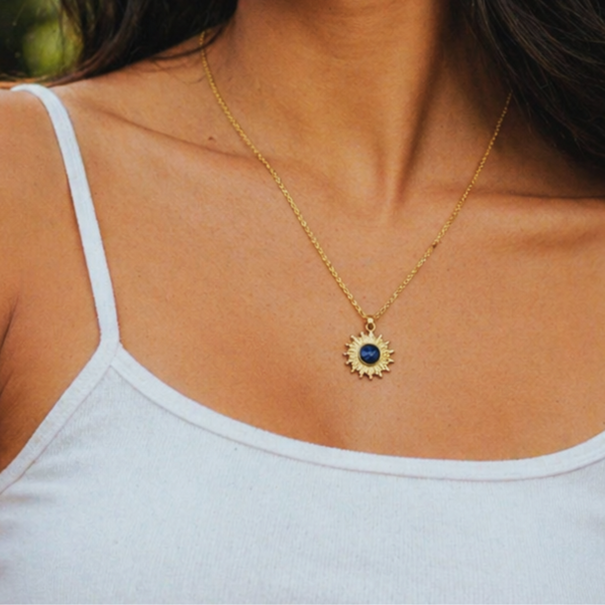 Helios - Natural Lapis Lazuli Sun Necklace