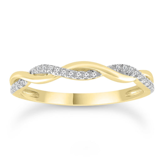Diamond ring with 0.07ct diamonds in 9K yellow gold