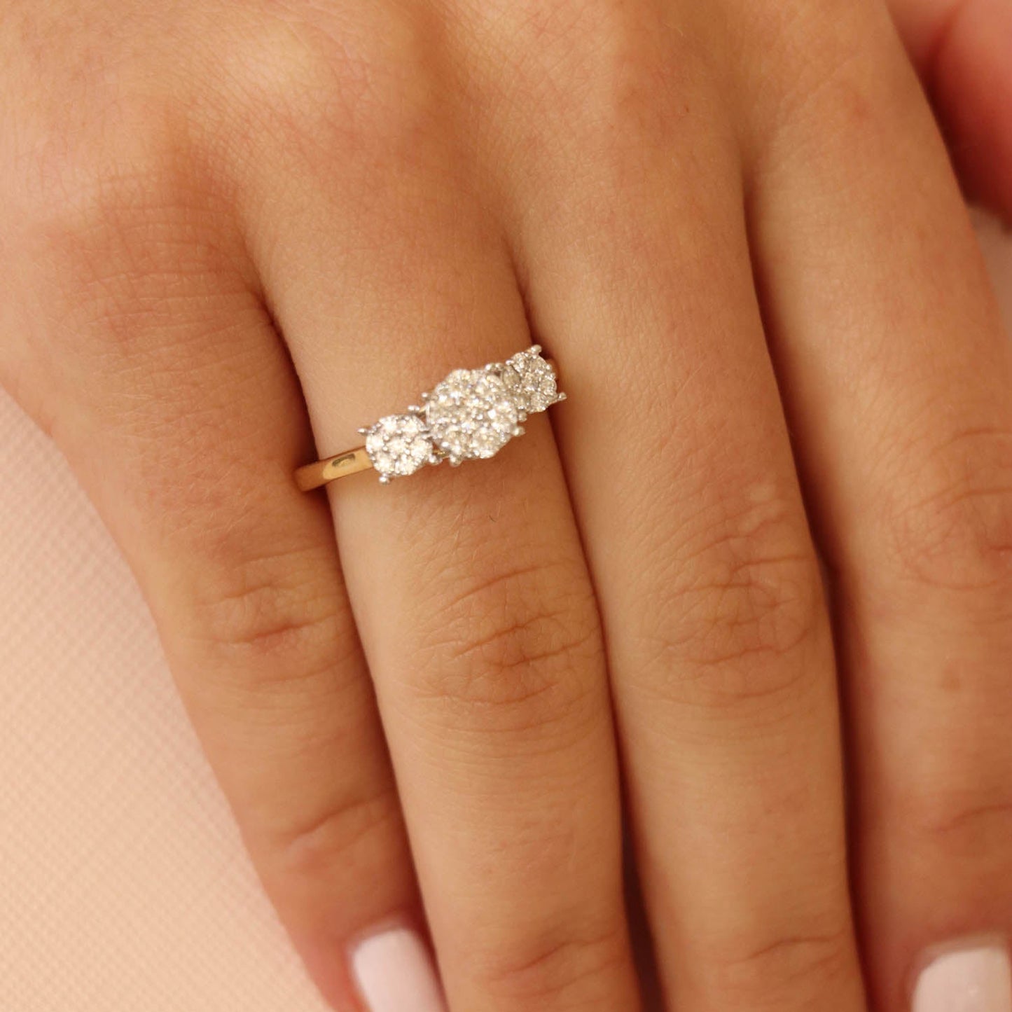 Cluster Ring with 0.50ct Diamond in 9K Yellow Gold