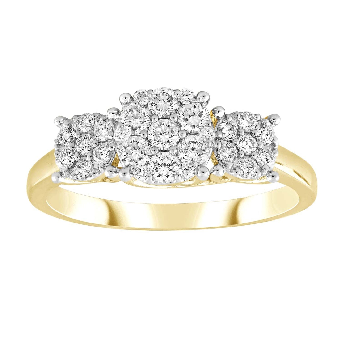 Cluster Ring with 0.50ct Diamond in 9K Yellow Gold