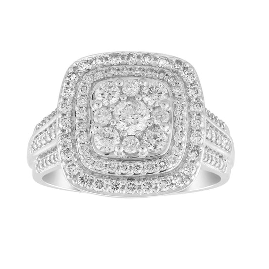 Diamond cluster ring with 1ct diamonds in 18K white gold