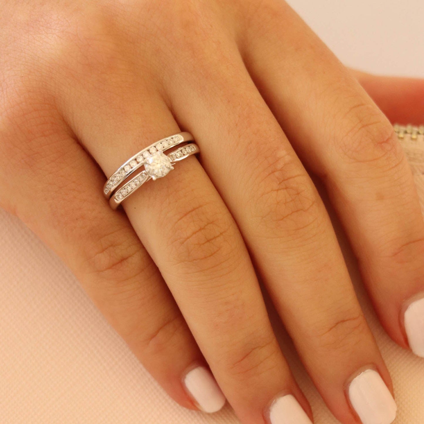 Solitaire Ring Set with 0.50ct Diamond in 9K White Gold