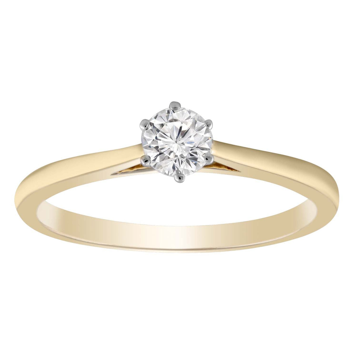 Diamond solitaire ring with 0.25ct diamond in 9K yellow gold