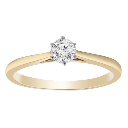 Diamond solitaire ring with 0.25ct diamond in 9K yellow gold