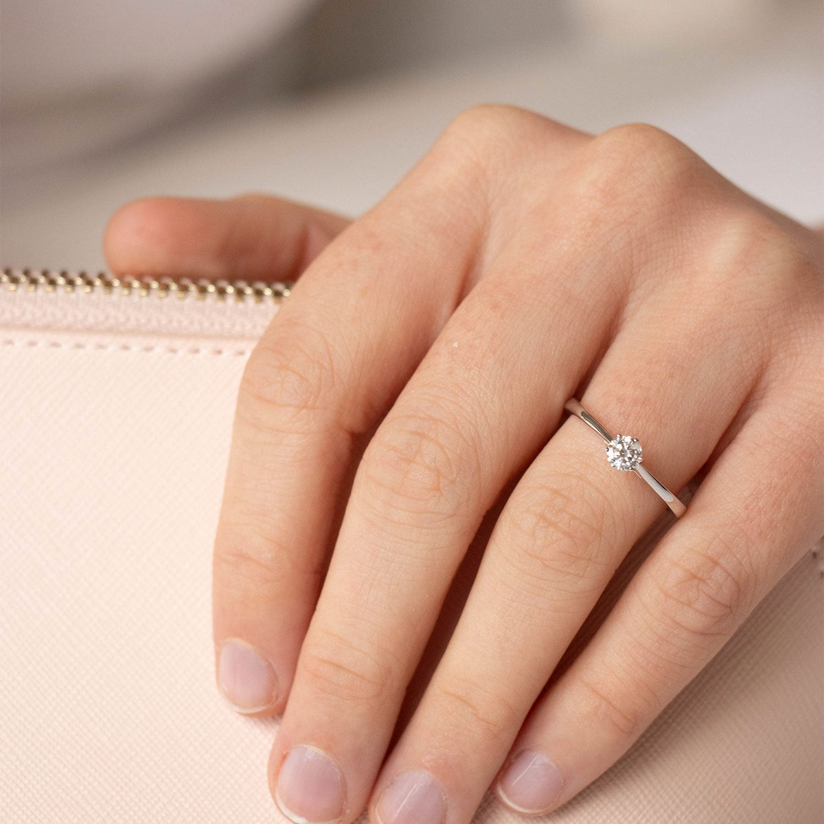 Diamond solitaire ring with 0.33ct diamonds in 9K white gold — view 2