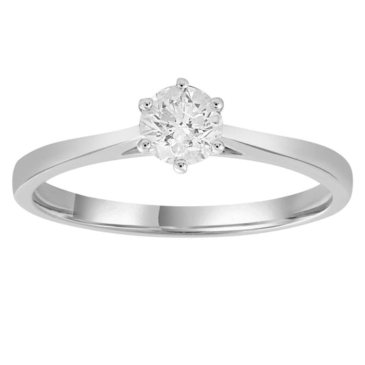 Diamond solitaire ring with 0.50ct diamond in 9K white gold