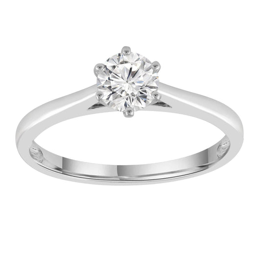 Diamond solitaire ring with 0.70ct diamond in 9K white gold