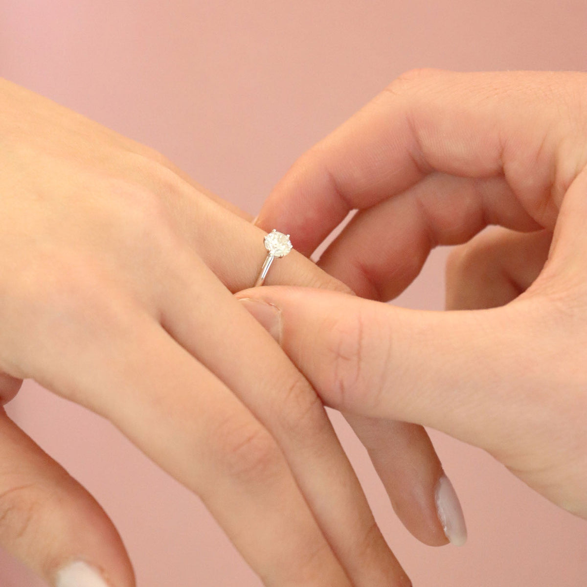 Diamond solitaire ring with 0.70ct diamond in 9K white gold — view 3