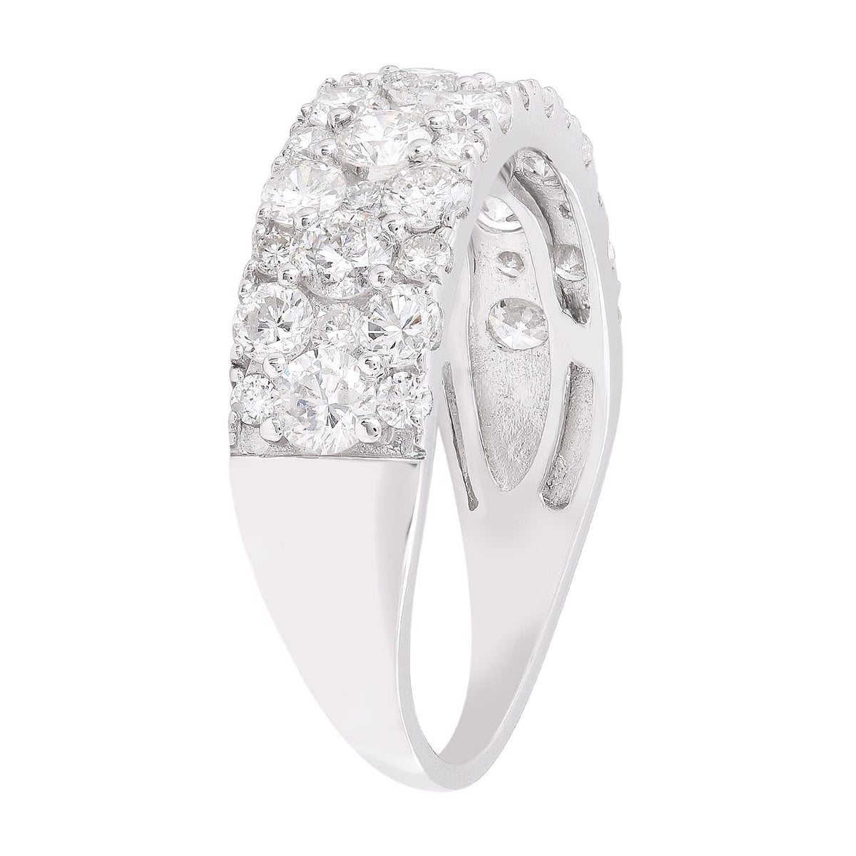 Diamond ring with 2ct diamonds in 9K white gold — view 2