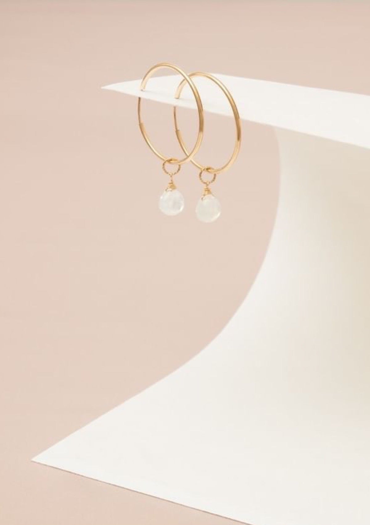 Moonstone Heart Hoop Earrings