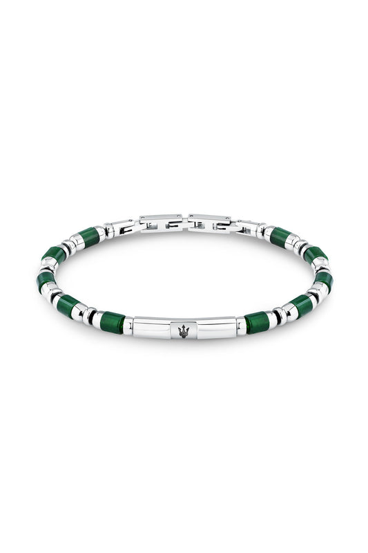 Maserati men's iconic green agate bead bracelet