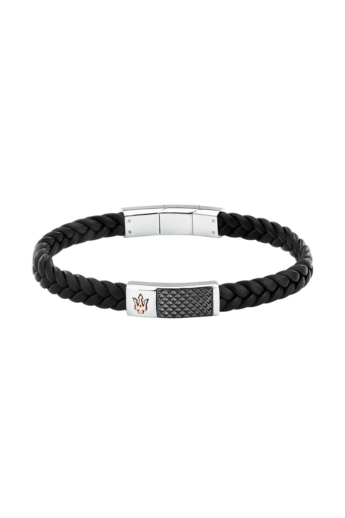 Maserati men's rose gold and gunmetal leather bracelet