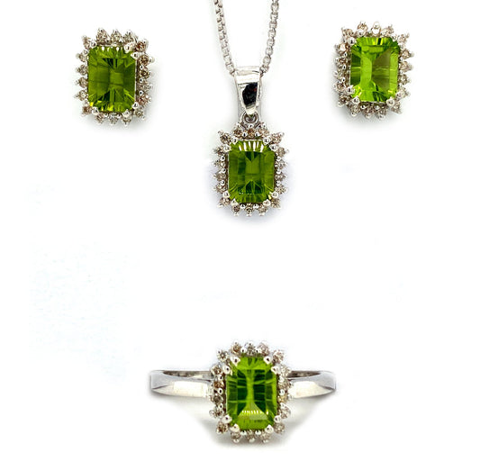 Peridot Jewellery Set in .925 Sterling Silver - KSS 63698