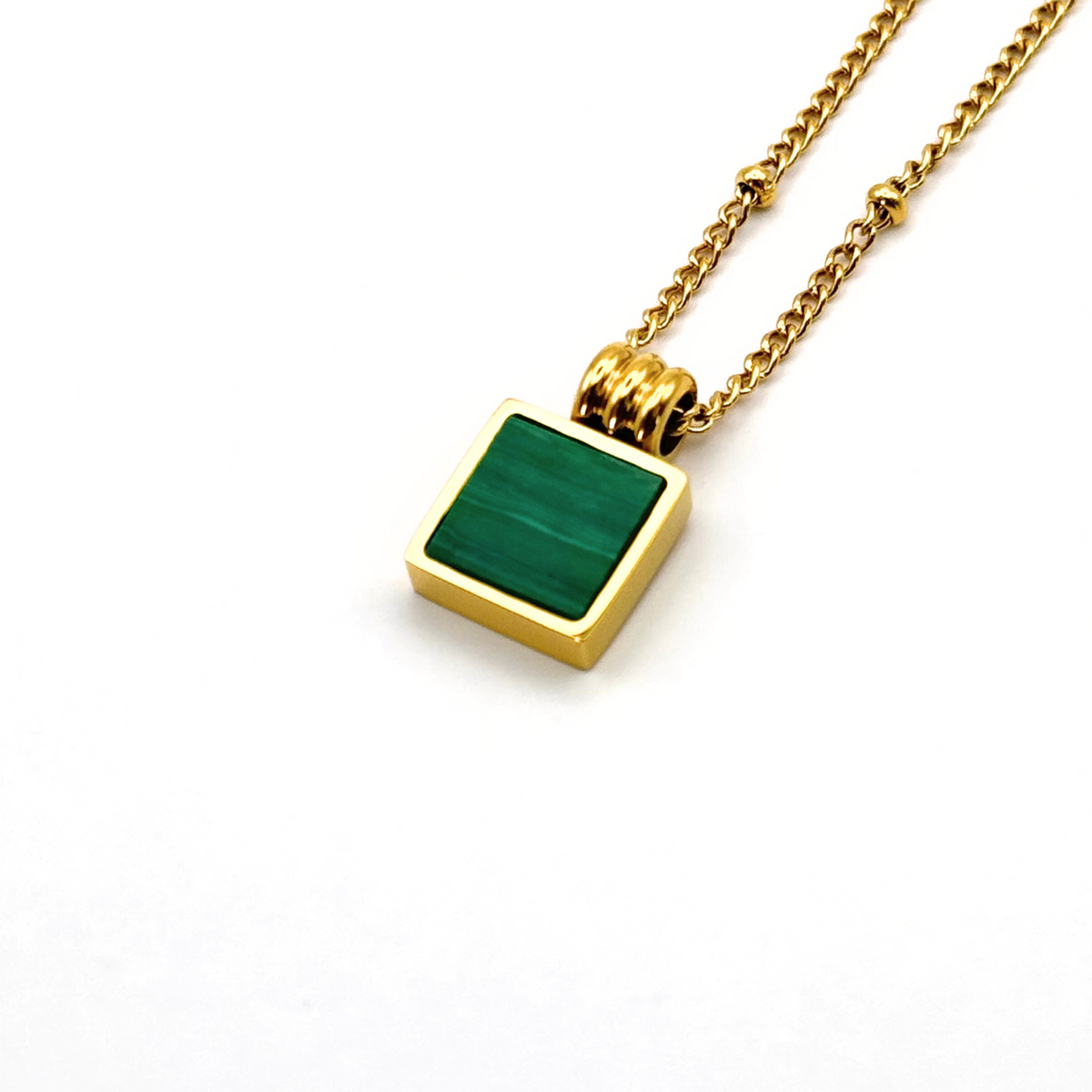 Meraya - Natural Stone Square Necklace