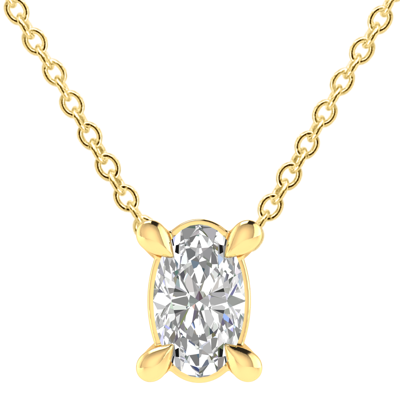 Diamond Oval Necklace with 0.25ct Diamonds in 9K Yellow Gold