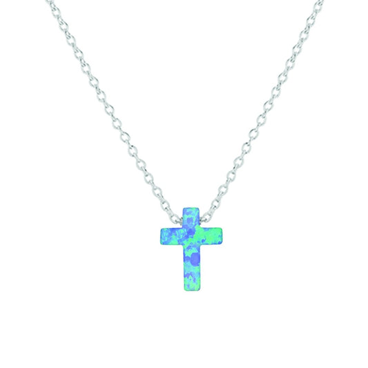 Sterling silver opalite cross necklace