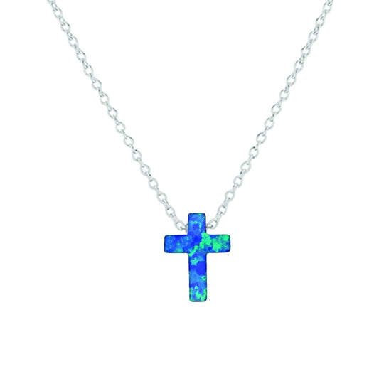 Sterling silver opalite cross necklace