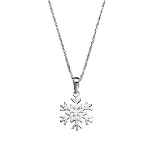 Sterling silver rope chain necklace with snowflake pendant