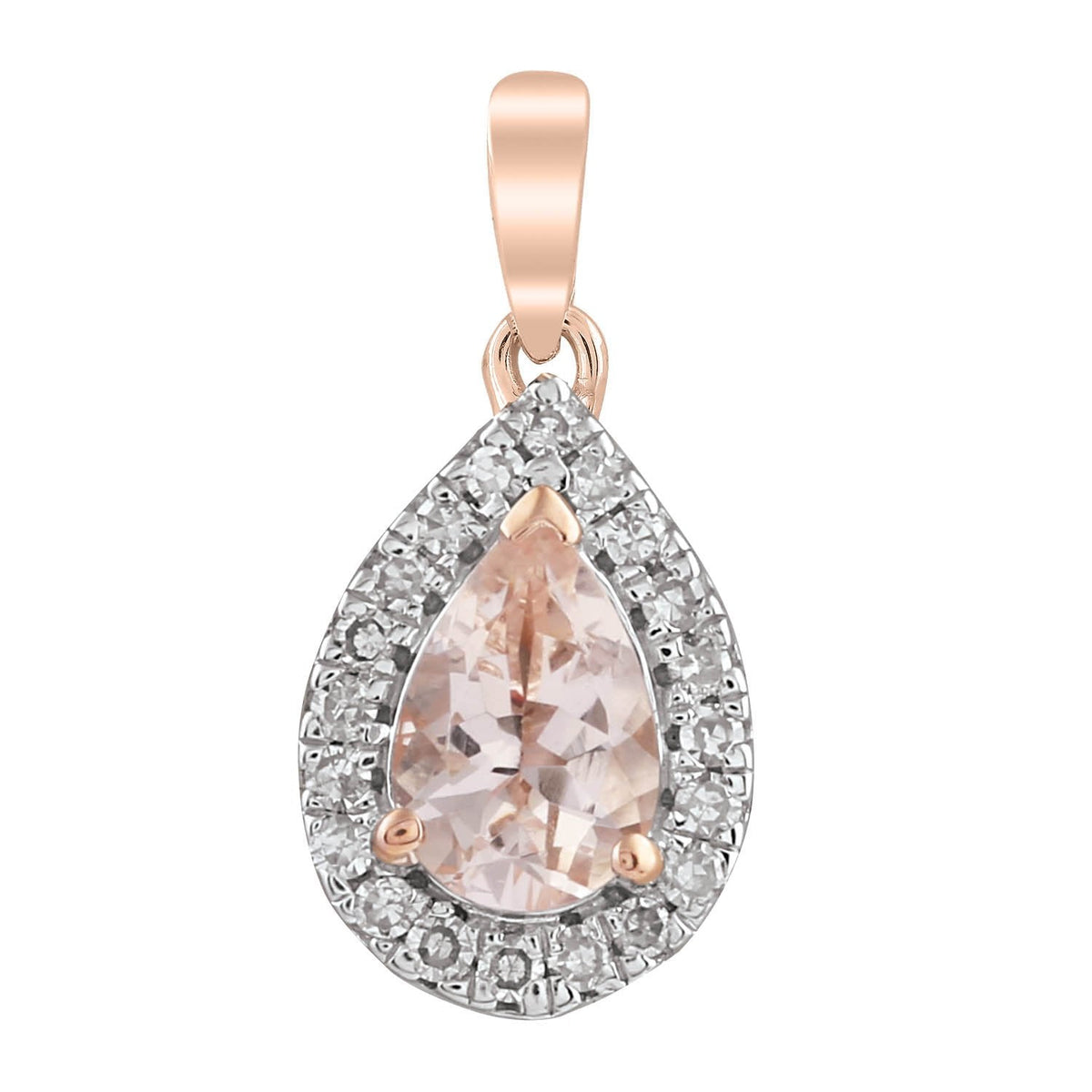 Genuine Morganite Pendant With 0.07ct Diamonds Set In 9K Rose Gold