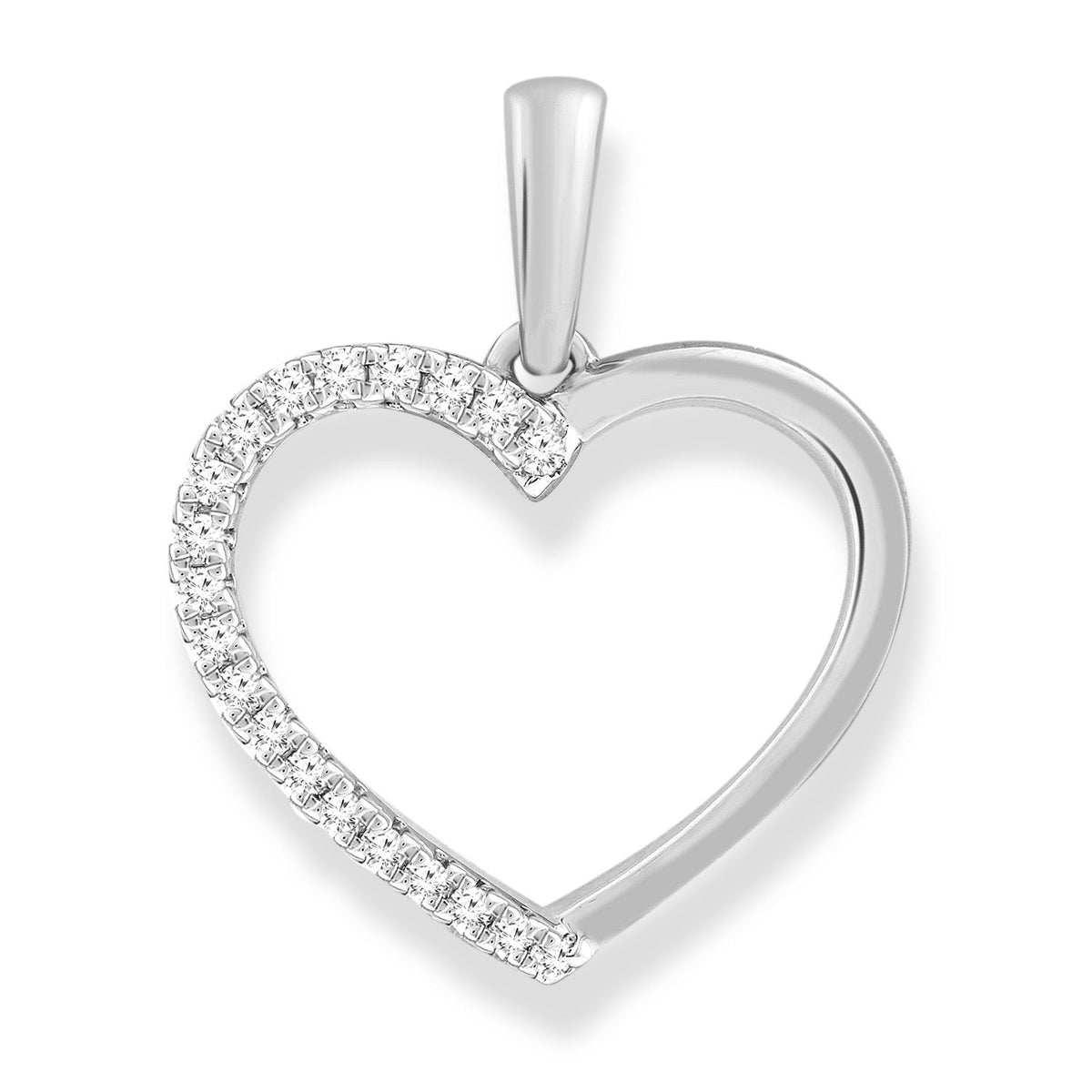 9K White Gold Diamond Pendant with 0.06ct and 20 Diamonds