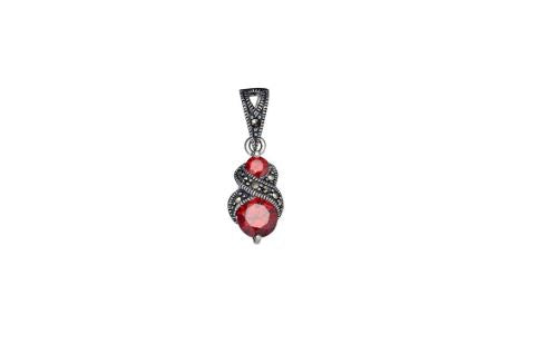 Sterling silver and marcasite drop pendant