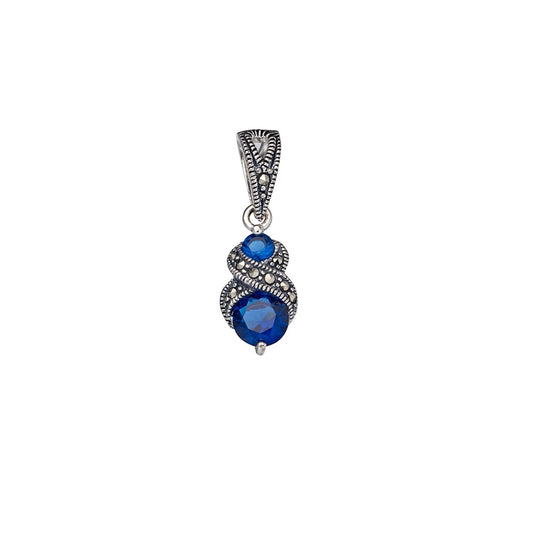 Sterling silver and marcasite drop pendant