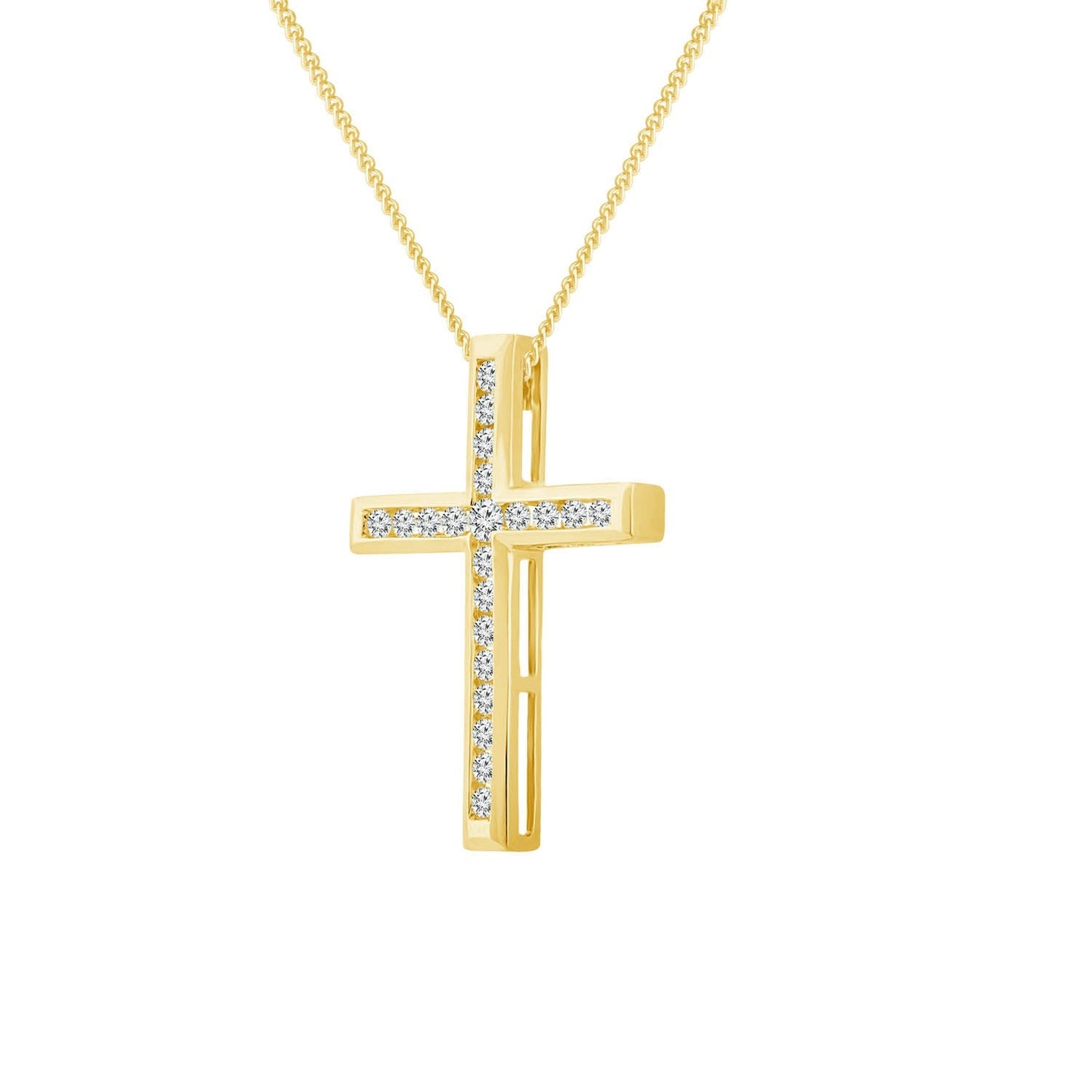 Diamond Cross Pendant with 0.50ct Diamonds in 9K Yellow Gold