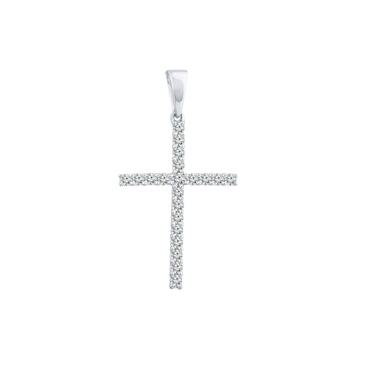 Diamond Cross Pendant with 0.25ct Diamonds in 9K White Gold