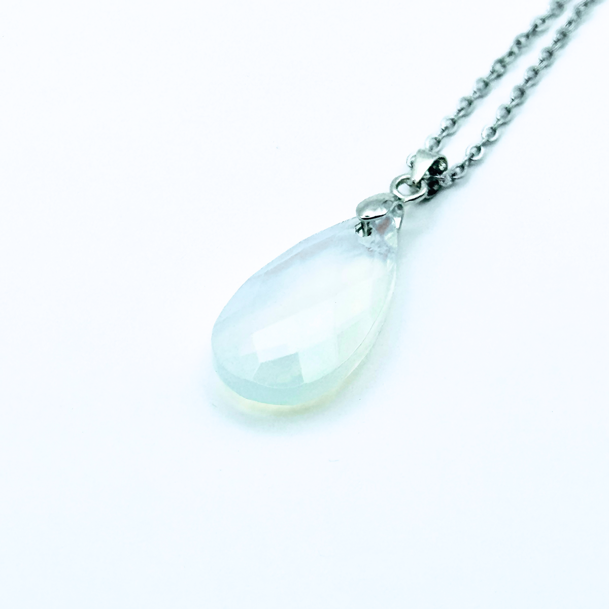 Tear Drop Faceted Natural Gemstone Necklace