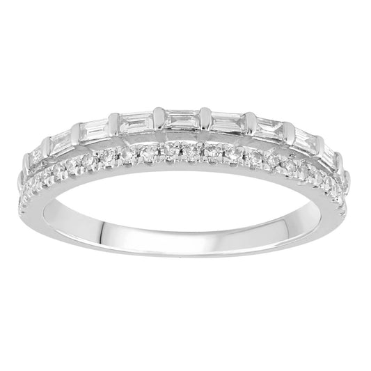 Two row diamond ring with 0.33ct diamonds in 9K white gold