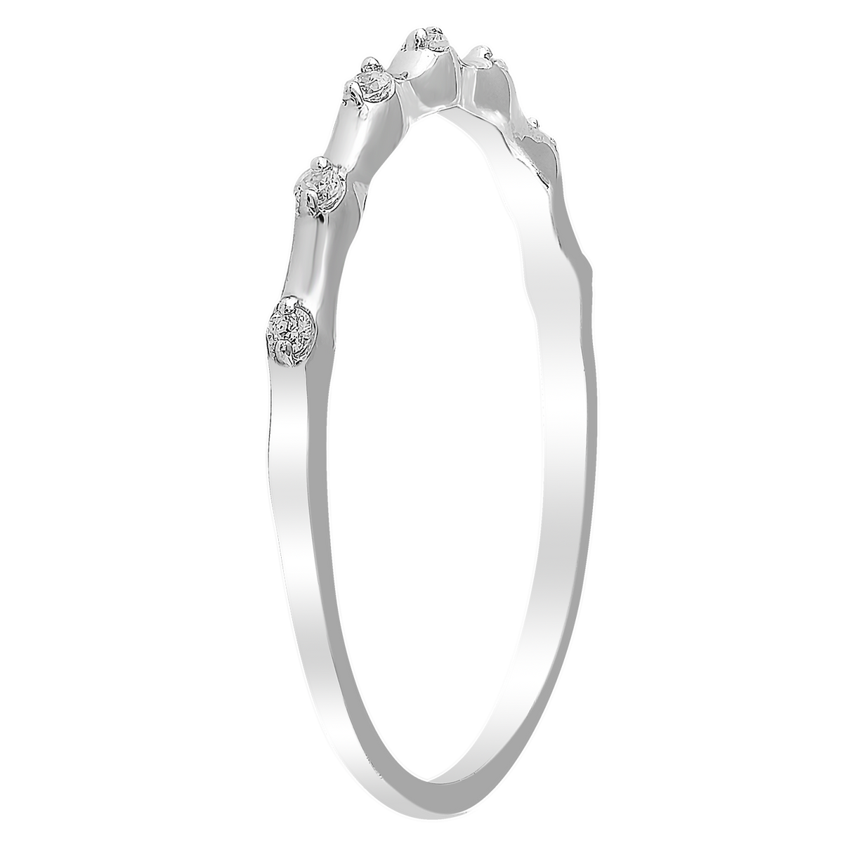 Diamond ring with 0.05ct diamonds in 9K white gold — view 2
